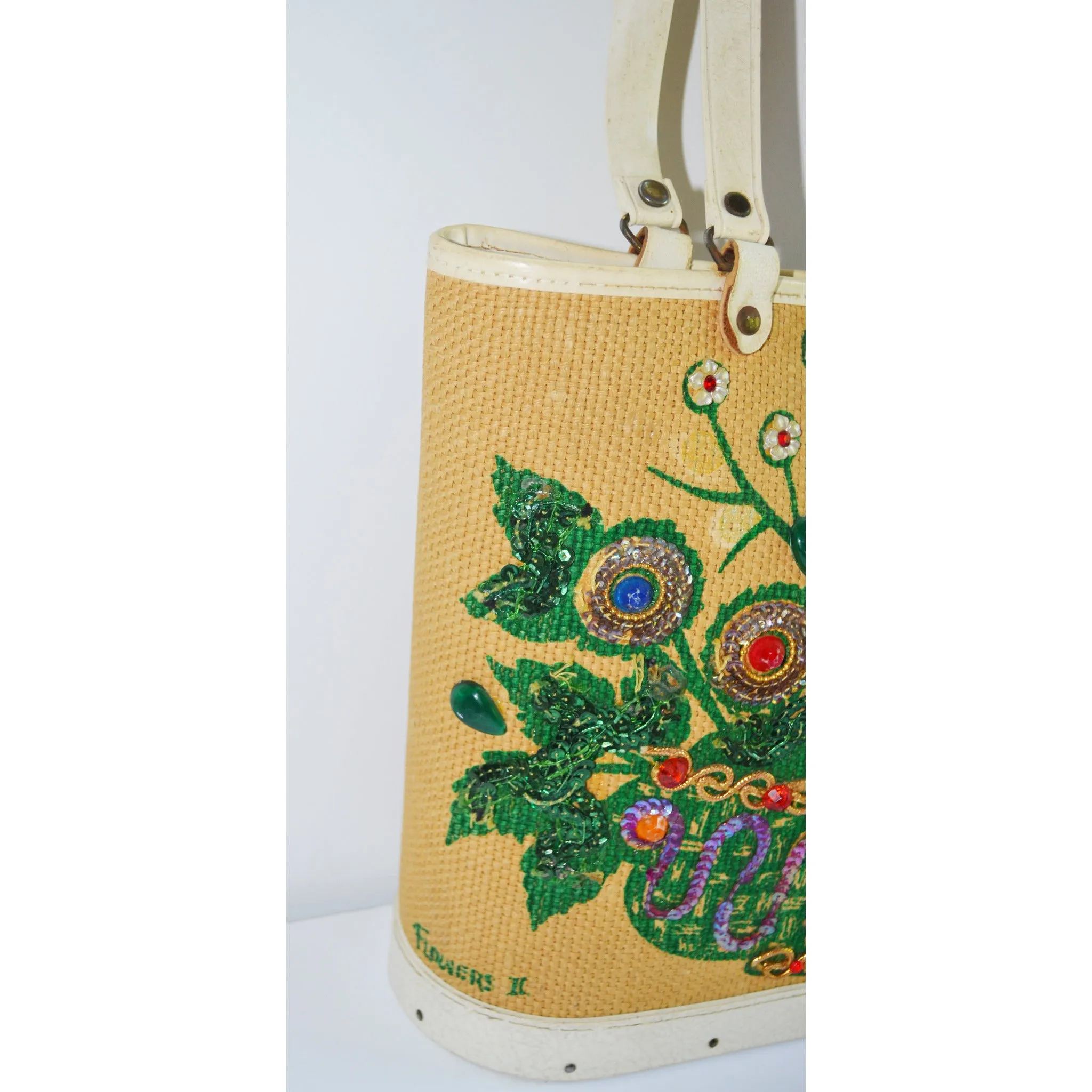 Flowers II Jeweled Bucket Purse