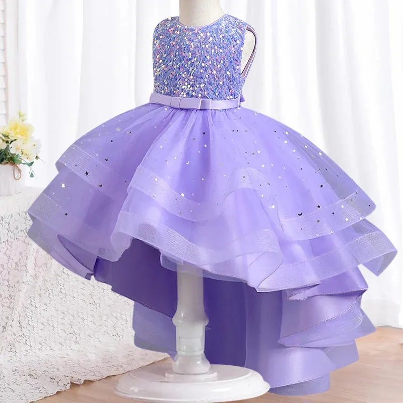 Fluffy Birthday Party Dresses for Girls New Girl Embroidery with Sequins