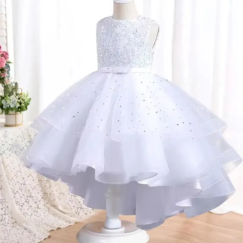 Fluffy Birthday Party Dresses for Girls New Girl Embroidery with Sequins