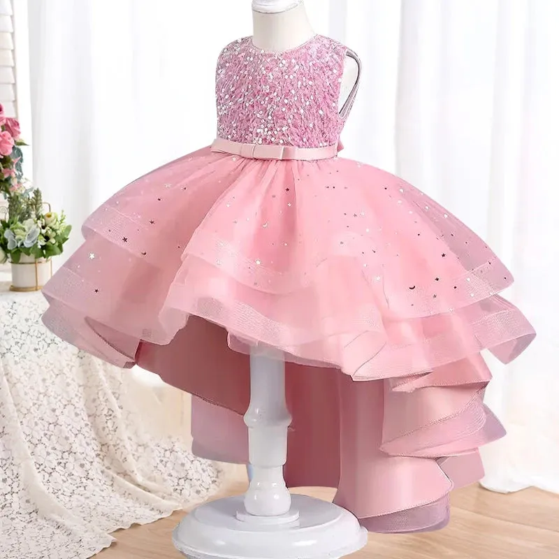 Fluffy Birthday Party Dresses for Girls New Girl Embroidery with Sequins