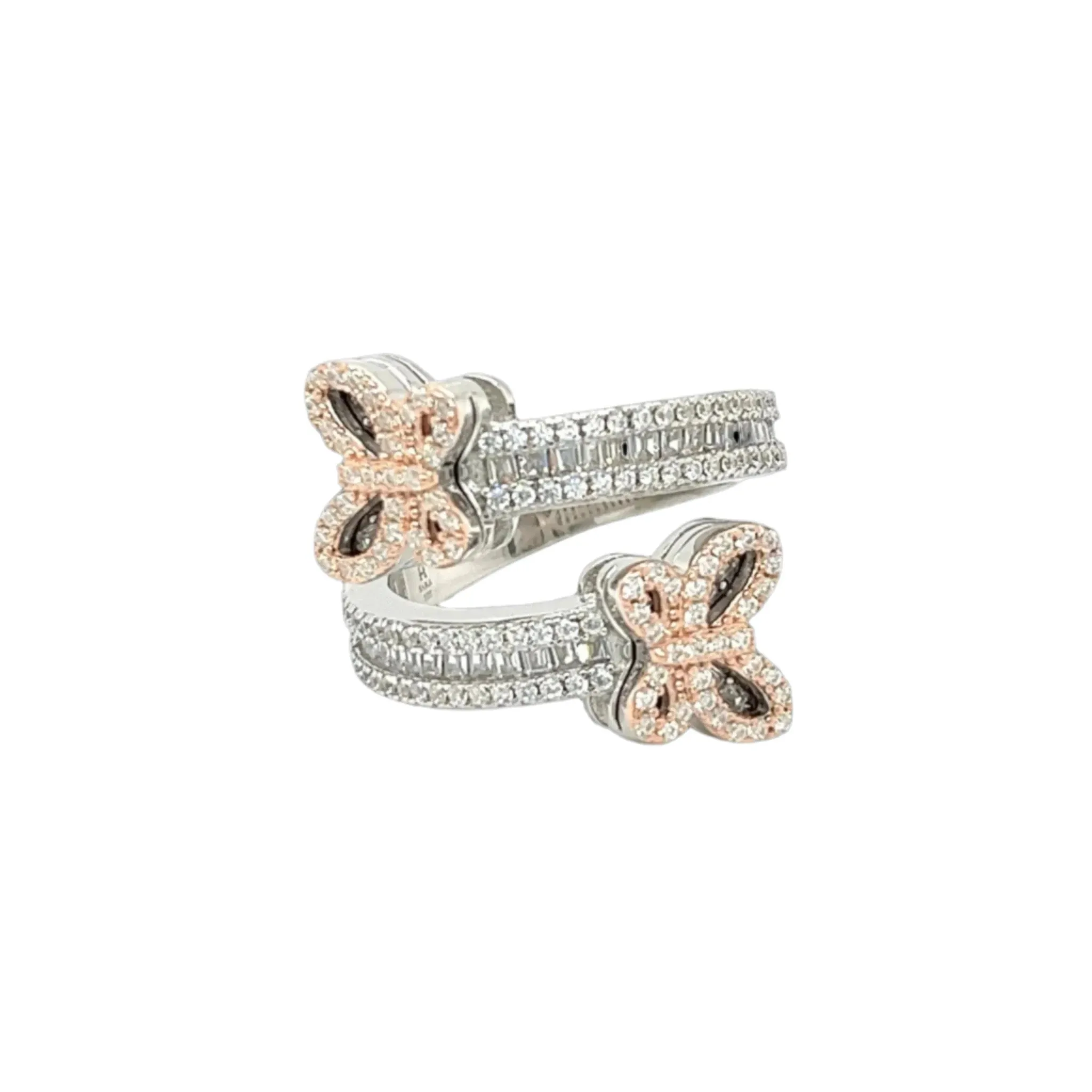 Fluttering Elegance Wrap Sterling Lab-Created Moissanite Double Butterfly Ring - M105619