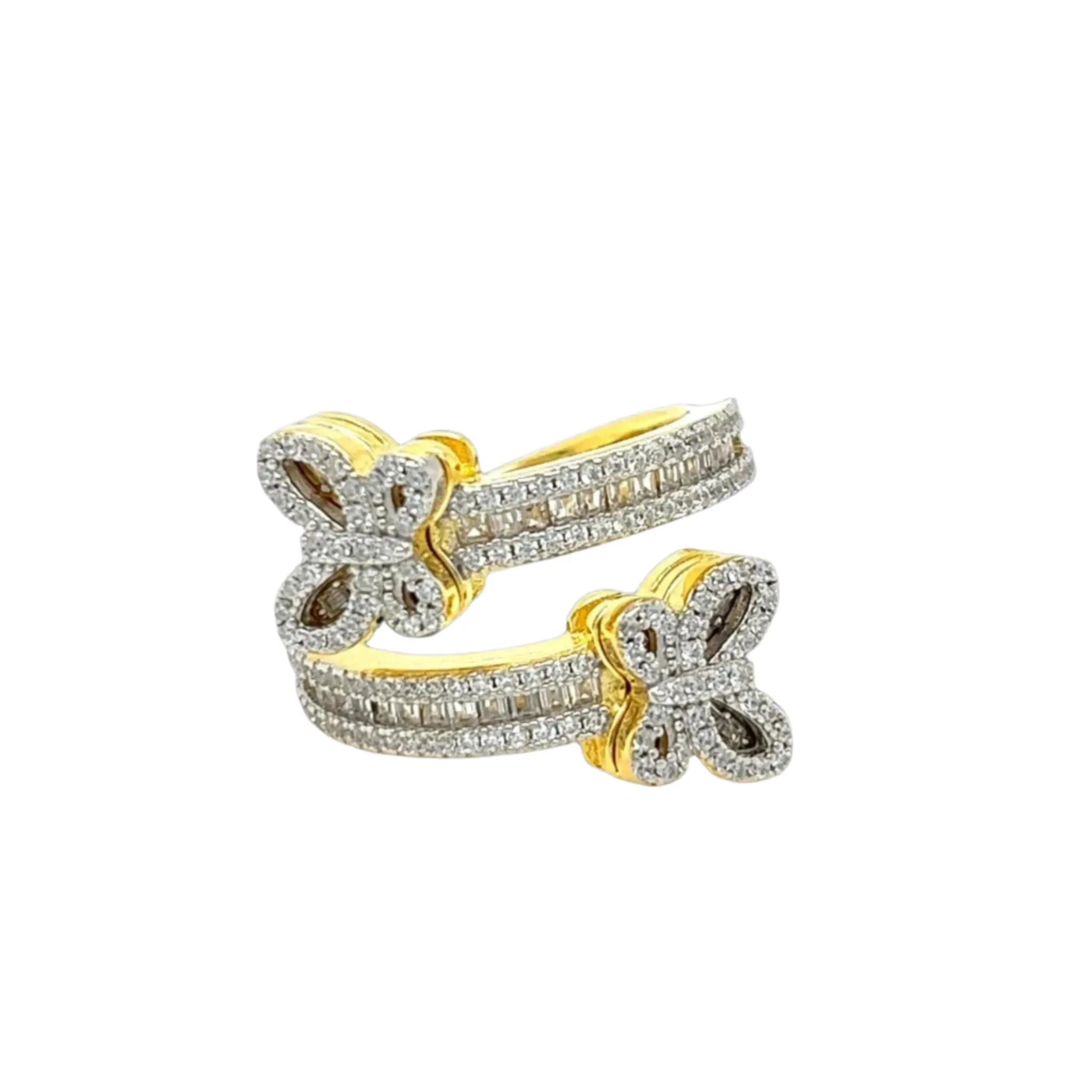 Fluttering Elegance Wrap Sterling Lab-Created Moissanite Double Butterfly Ring - M105619
