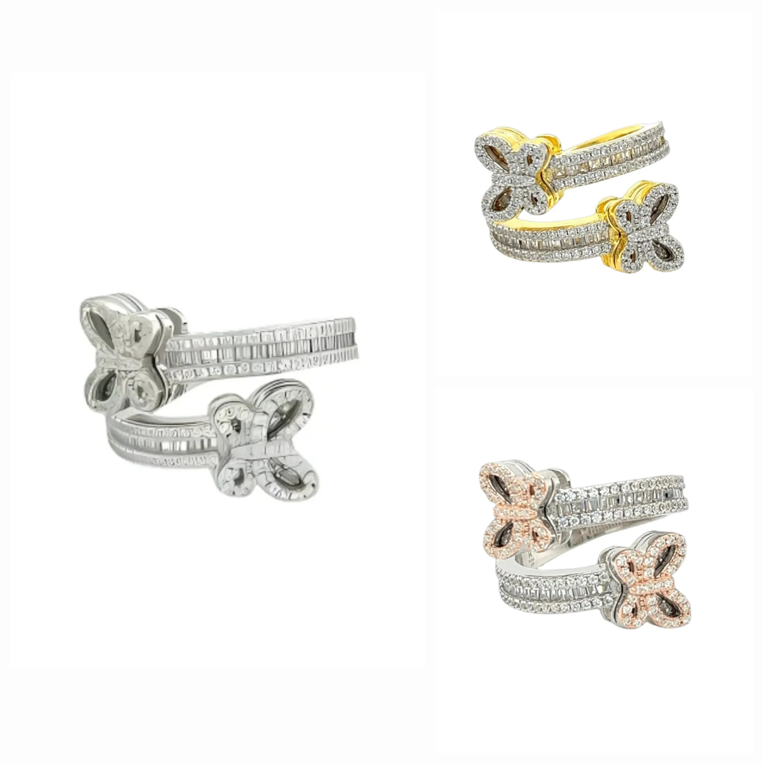 Fluttering Elegance Wrap Sterling Lab-Created Moissanite Double Butterfly Ring - M105619