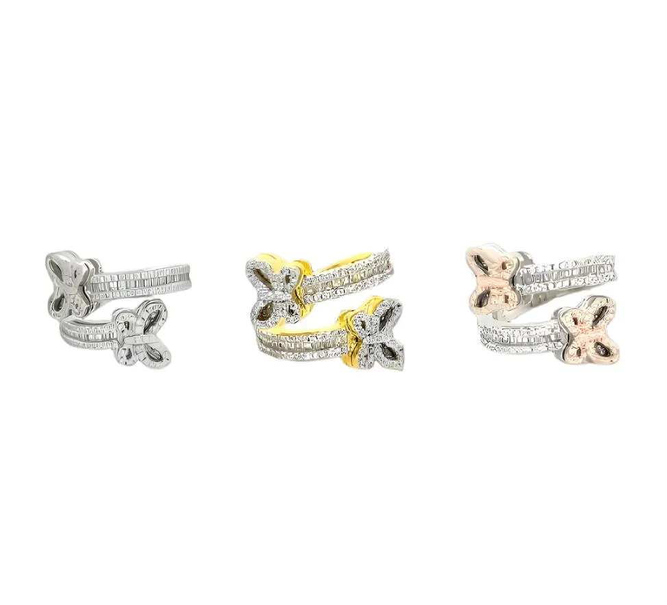 Fluttering Elegance Wrap Sterling Lab-Created Moissanite Double Butterfly Ring - M105619