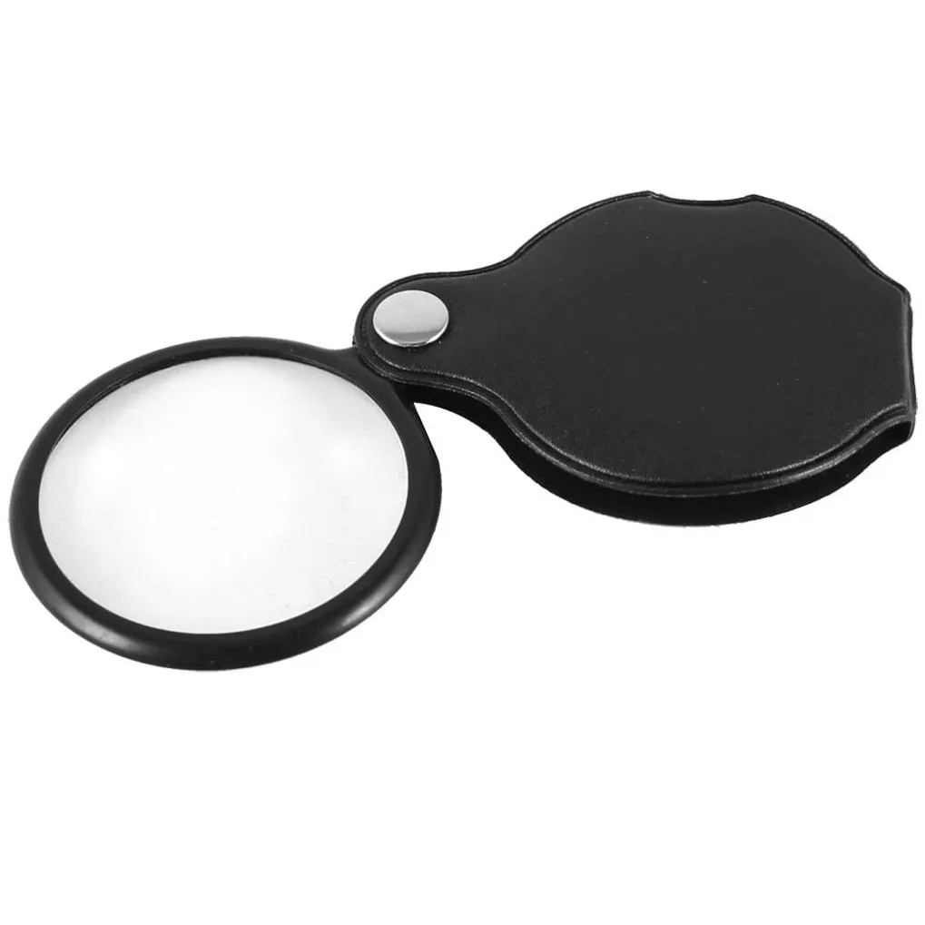 FoldOut Pocket Magnifier with Leather Case - 5x Magnification 50mm Diameter