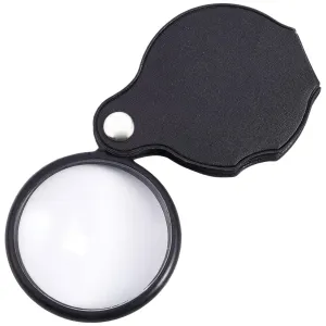 FoldOut Pocket Magnifier with Leather Case - 5x Magnification 50mm Diameter