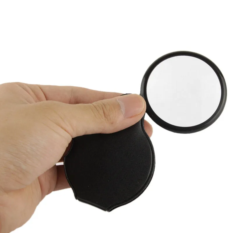 FoldOut Pocket Magnifier with Leather Case - 5x Magnification 50mm Diameter