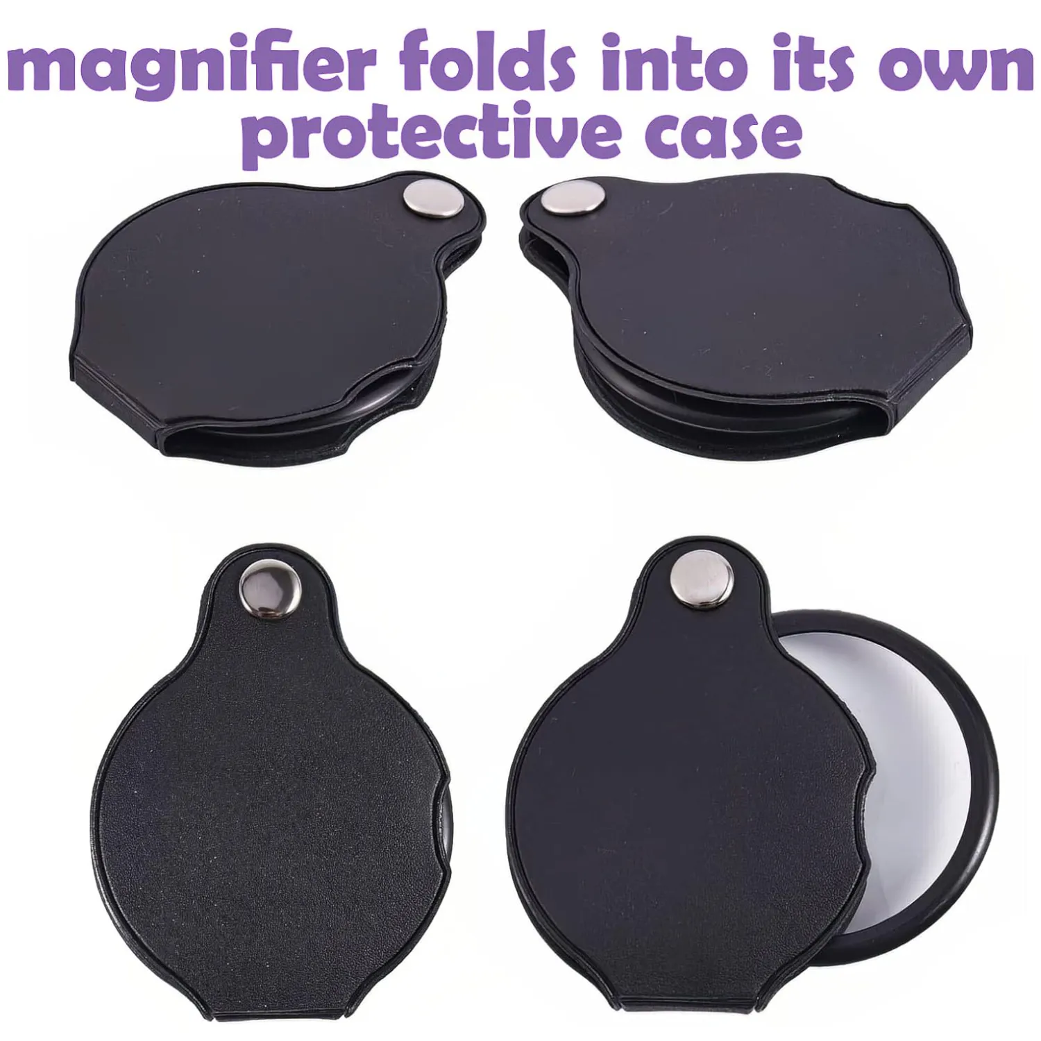 FoldOut Pocket Magnifier with Leather Case - 5x Magnification 50mm Diameter