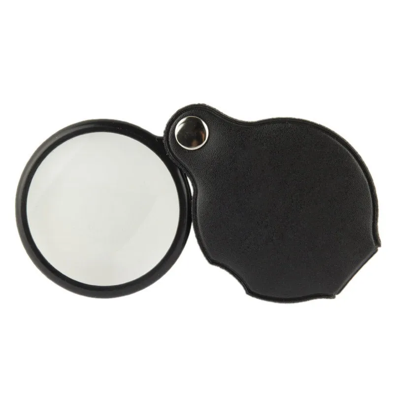 FoldOut Pocket Magnifier with Leather Case - 5x Magnification 50mm Diameter