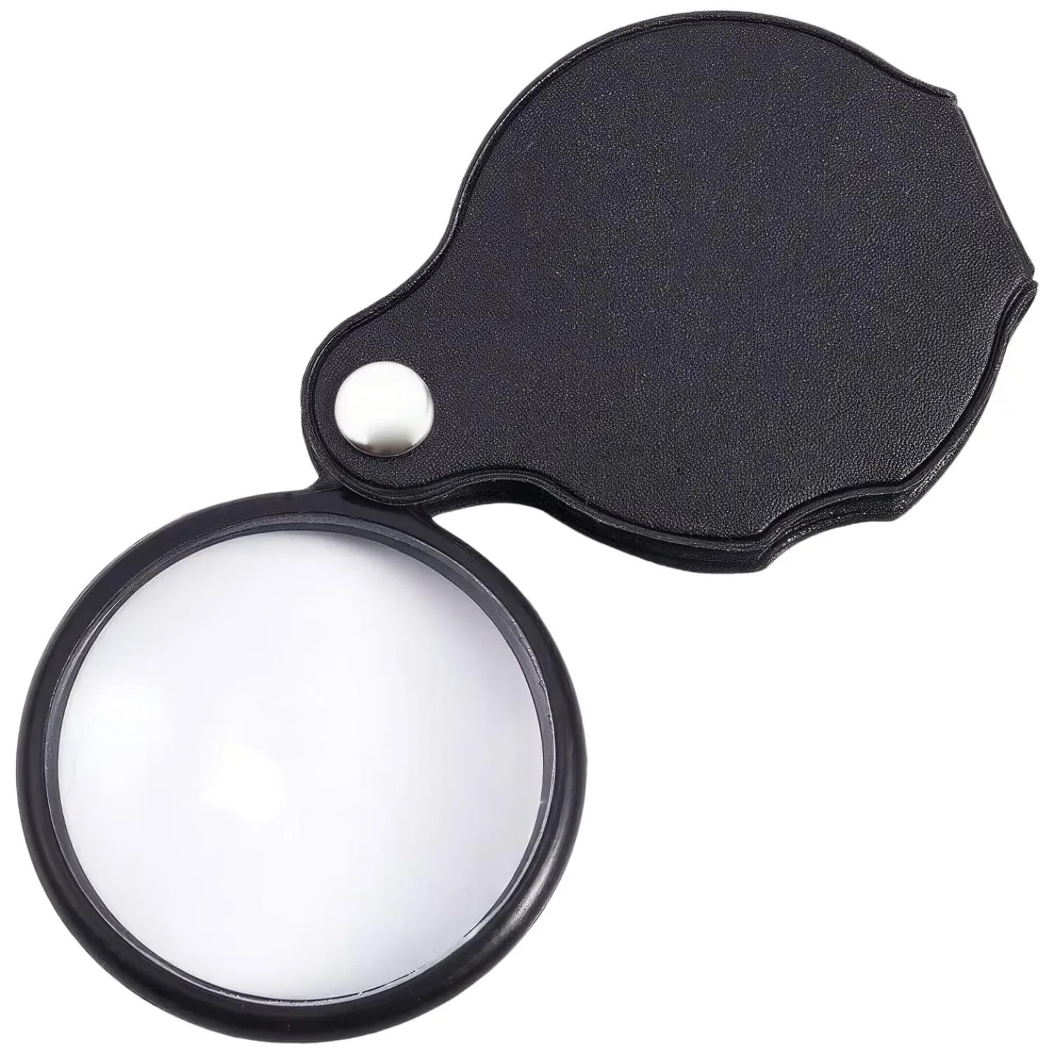 FoldOut Pocket Magnifier with Leather Case - 5x Magnification 50mm Diameter