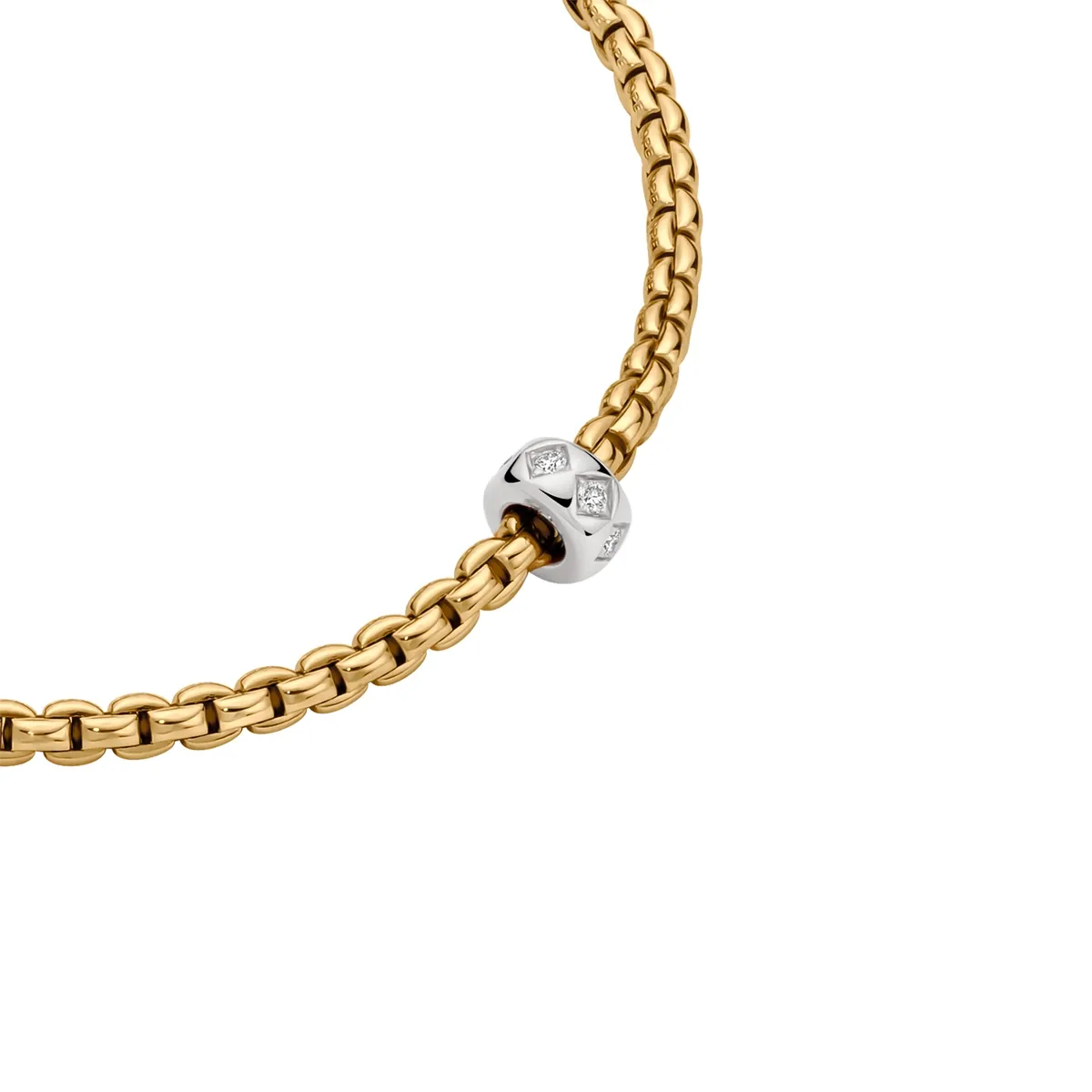 Fope Eka 18k Yellow and White Gold Rhombus-Set Diamond Necklace - 0.12ctw