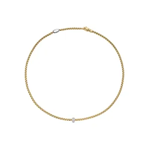 Fope Eka 18k Yellow and White Gold Rhombus-Set Diamond Necklace - 0.12ctw