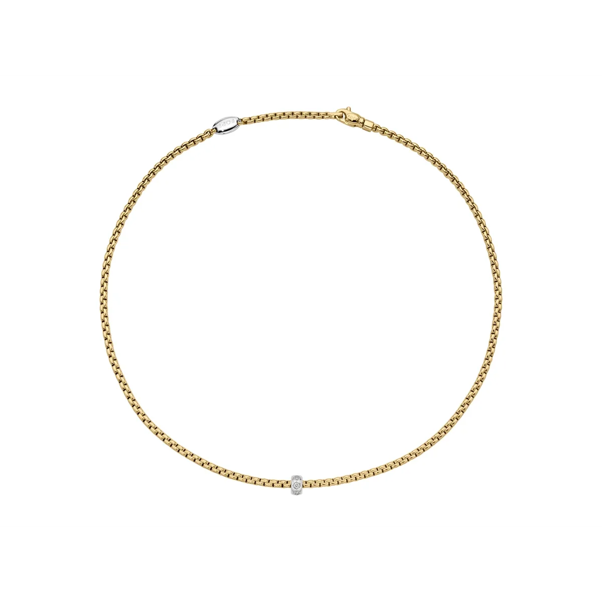 Fope Eka 18k Yellow and White Gold Rhombus-Set Diamond Necklace - 0.12ctw