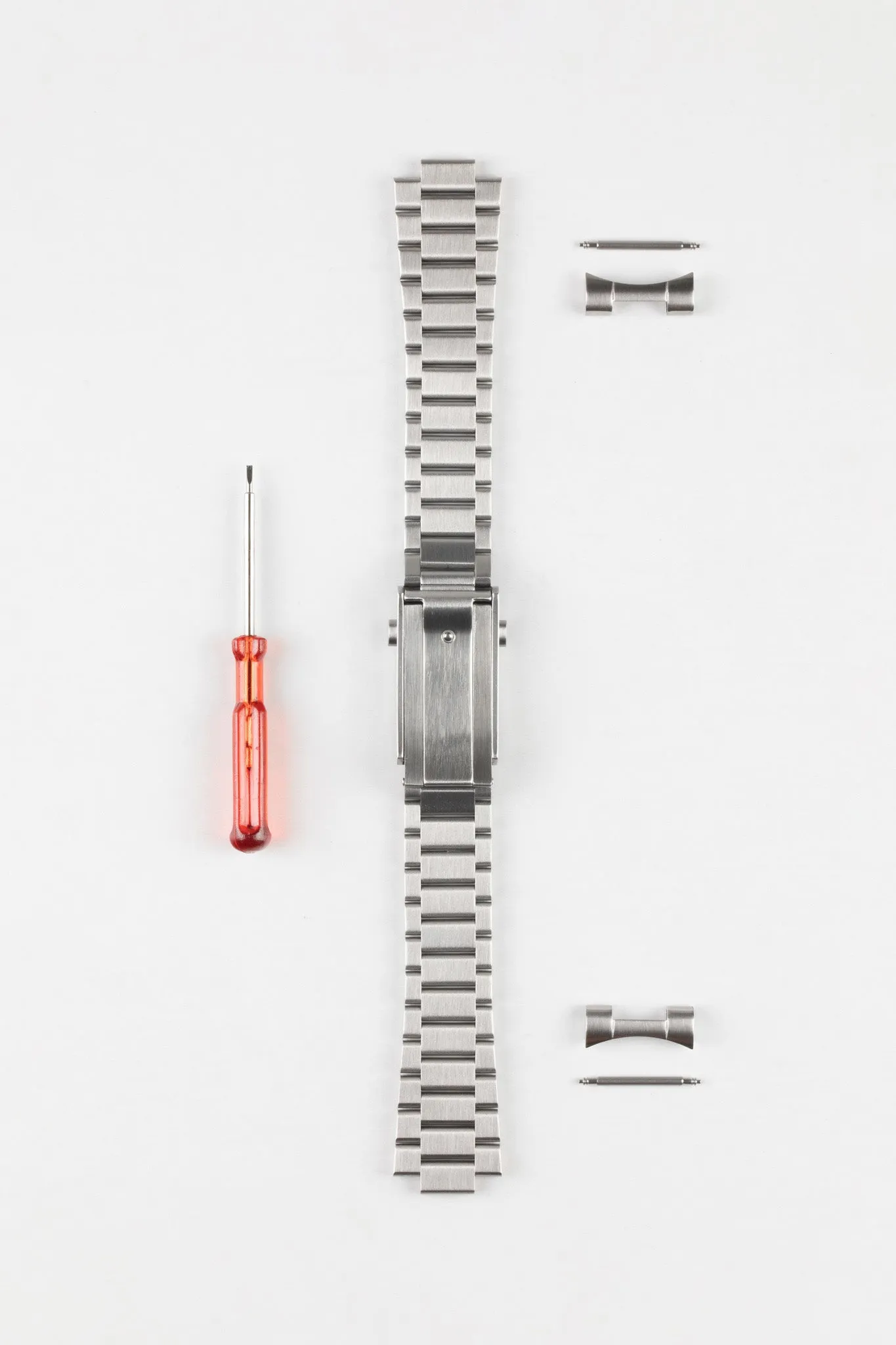 Forstner CONTEMPORARY FLAT LINK Stainless Steel Watch Bracelet with Push-Button Clasp for OMEGA Speedmaster - FULLY BRUSHED