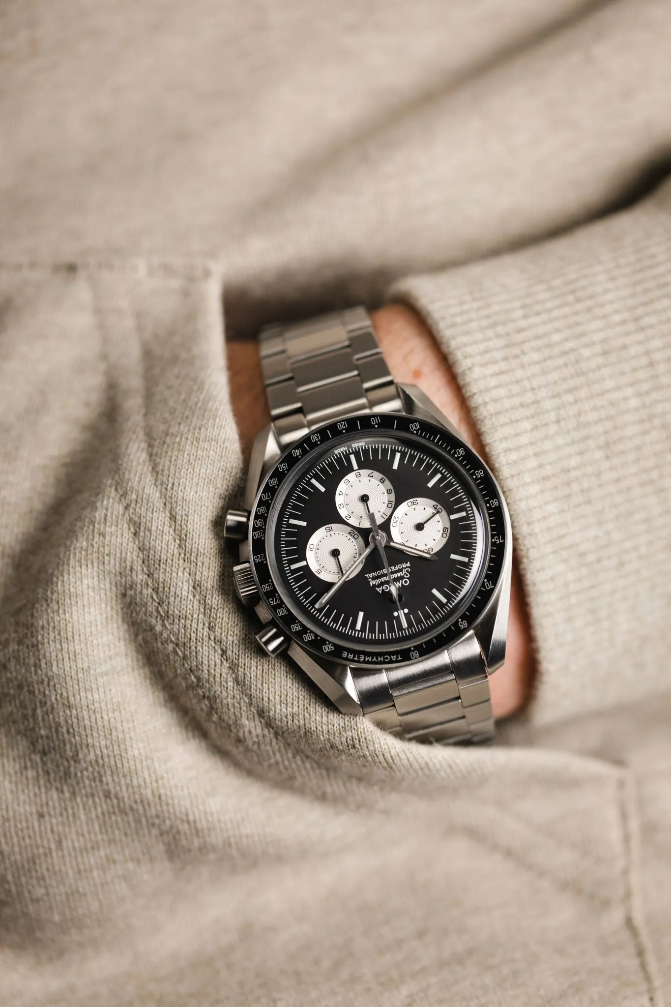 Forstner CONTEMPORARY FLAT LINK Stainless Steel Watch Bracelet with Push-Button Clasp for OMEGA Speedmaster - FULLY BRUSHED