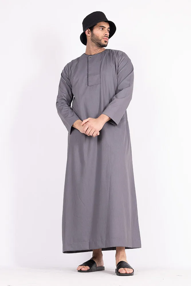 Fossil Grey Piping Thobe