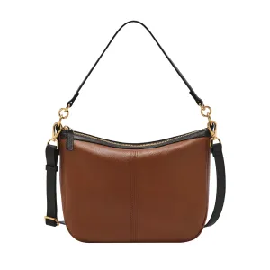 Fossil Women's Jolie Leather Crossbody Purse Handbag, Brown/Black Trim (Model: ZB11093199)