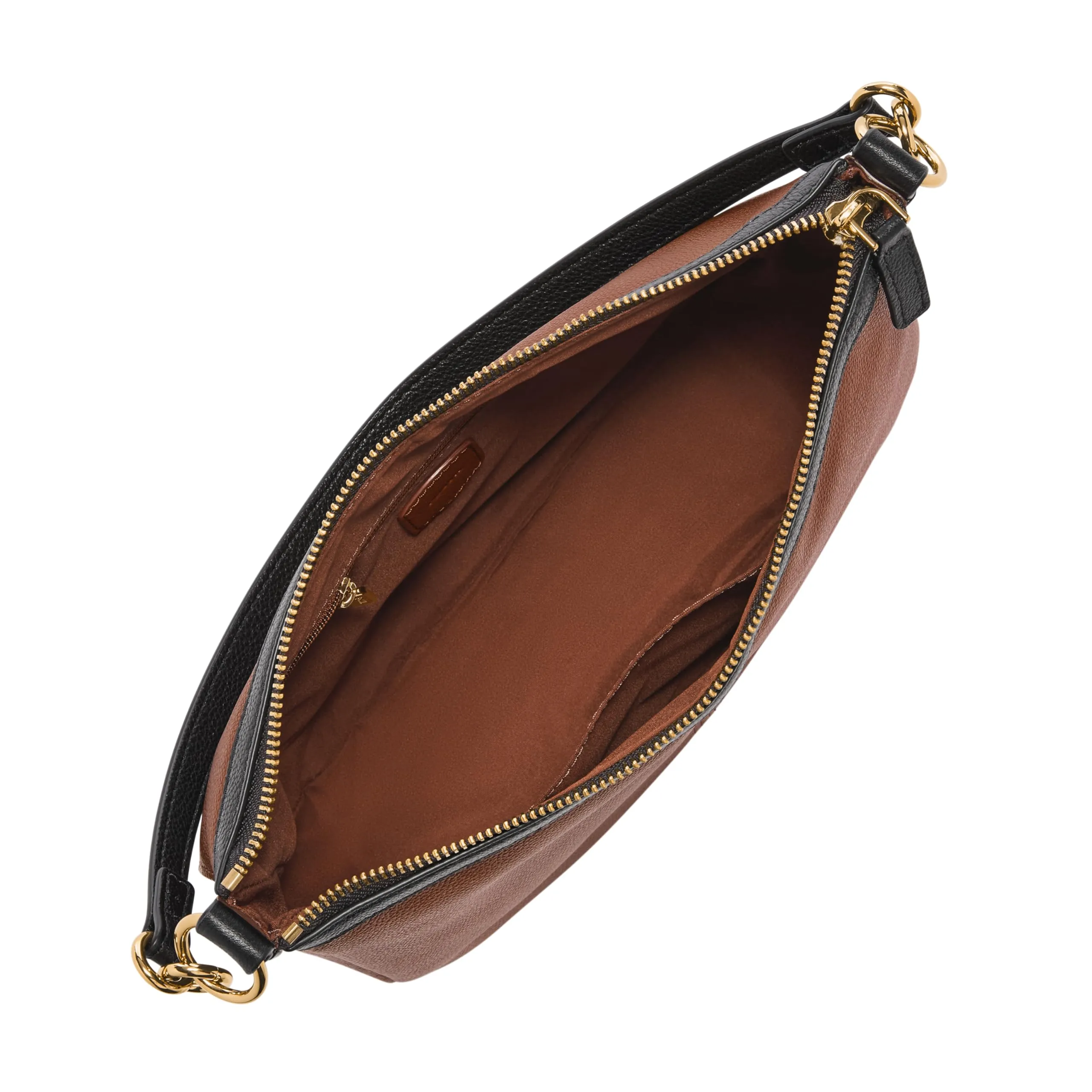 Fossil Women's Jolie Leather Crossbody Purse Handbag, Brown/Black Trim (Model: ZB11093199)