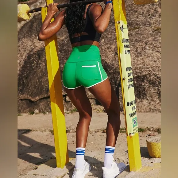 FP Movement Island Time Shorts in Green Sheen Combo NWOT