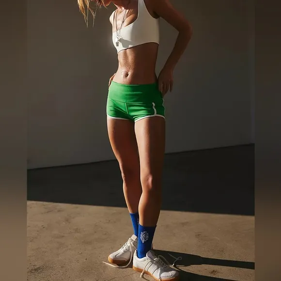FP Movement Island Time Shorts in Green Sheen Combo NWOT