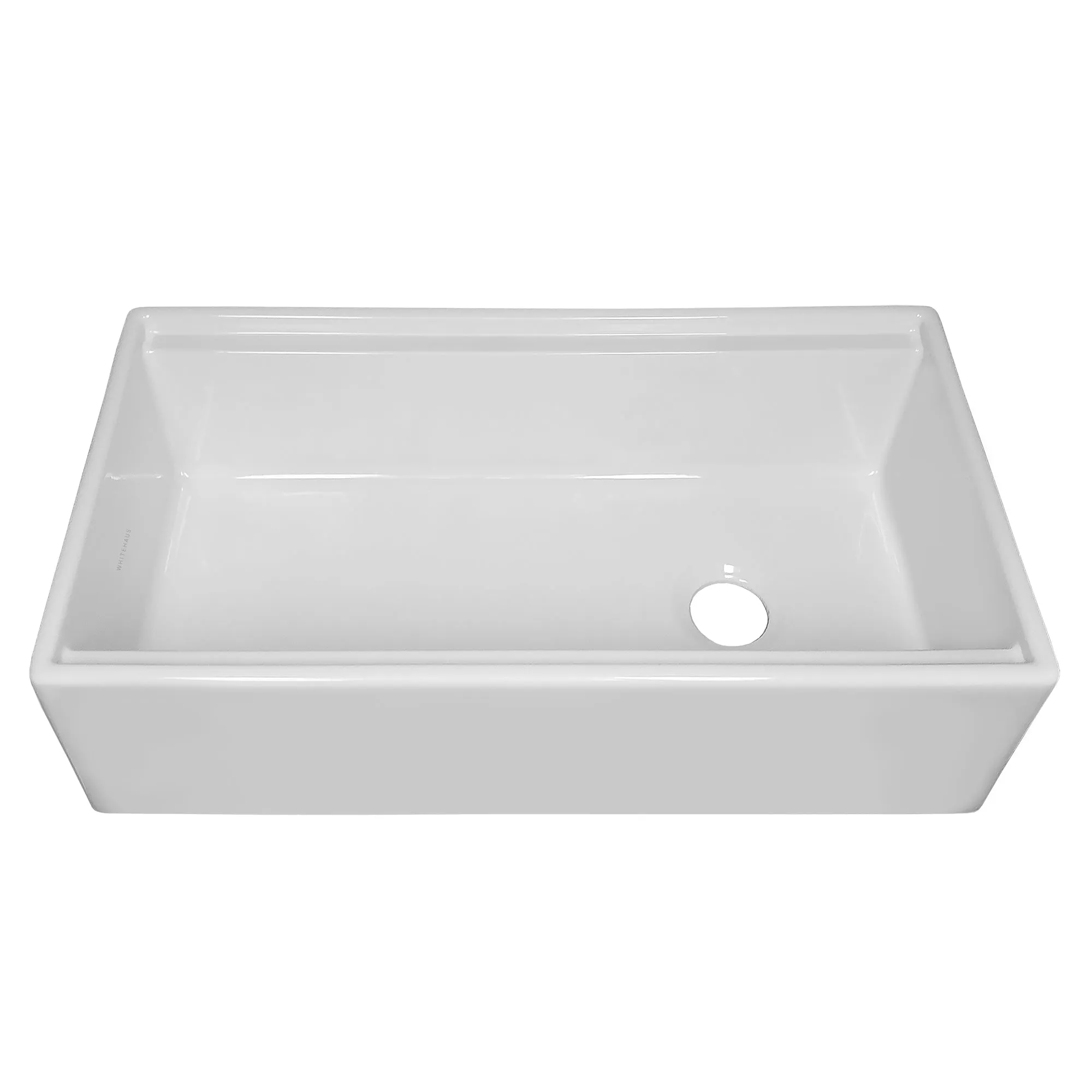 Front Apron Single Bowl Fireclay Kitchen Sinks With Walnut Wood Cutting Board and Stainless Steel Grid