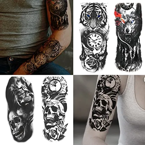 Full Arm Temporary Tattoo Sexy Extra Large Long Lasting Waterproof 3d Fake Tattoo Sleeve for Arms Legs Shoulders 12 Sheets Fashion Body Art Also Easy to DIY Crafts