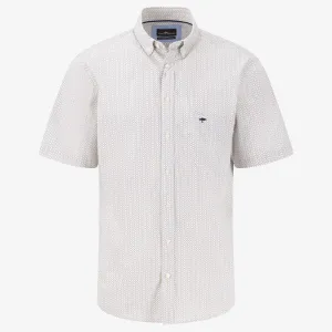 Fynch-Hatton Cotton Poplin Short Sleeve Patterned Shirt - Vivid Yellow