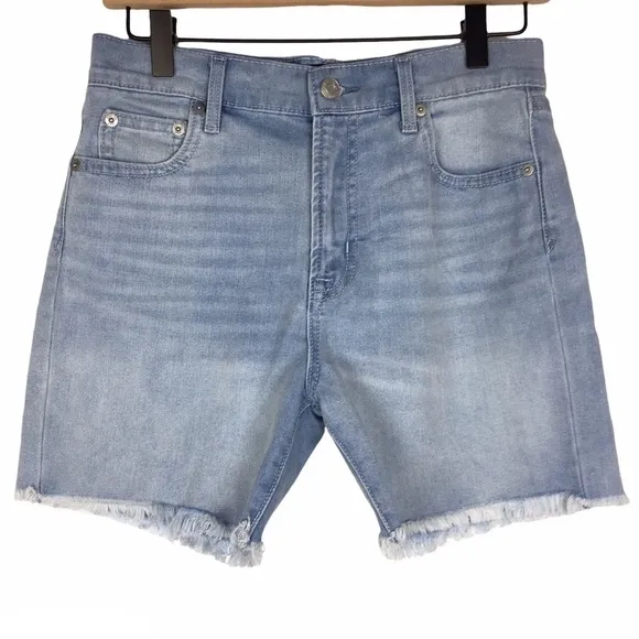 GAP Jean Shorts 5” Relaxed Short Frayed Raw Hem Light Wash Stretch Denim Size 25
