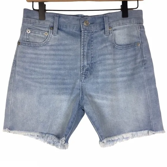 GAP Jean Shorts 5” Relaxed Short Frayed Raw Hem Light Wash Stretch Denim Size 25