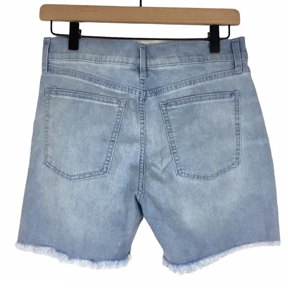 GAP Jean Shorts 5” Relaxed Short Frayed Raw Hem Light Wash Stretch Denim Size 25