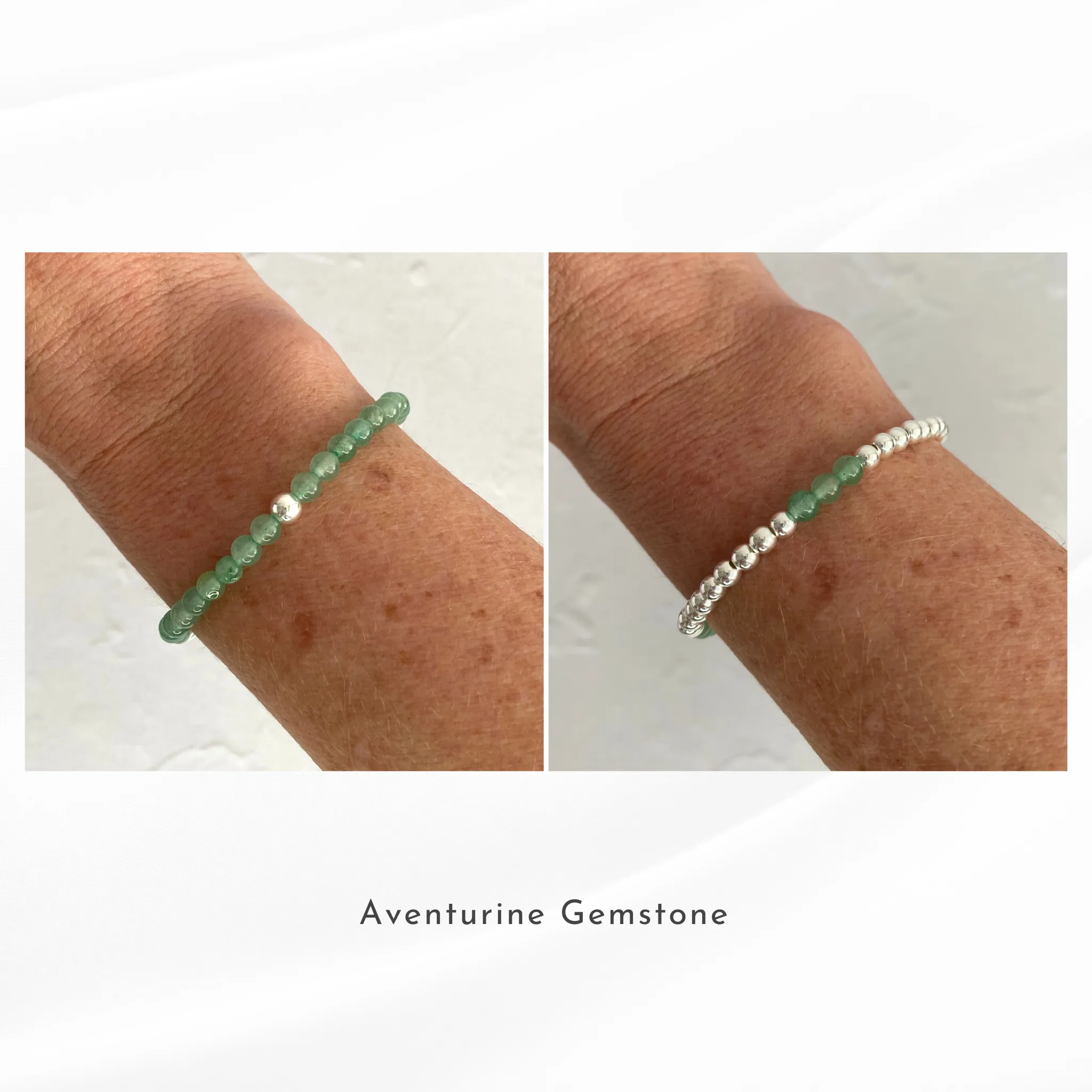 Gemstone Bracelets with Silver or Gold Beads