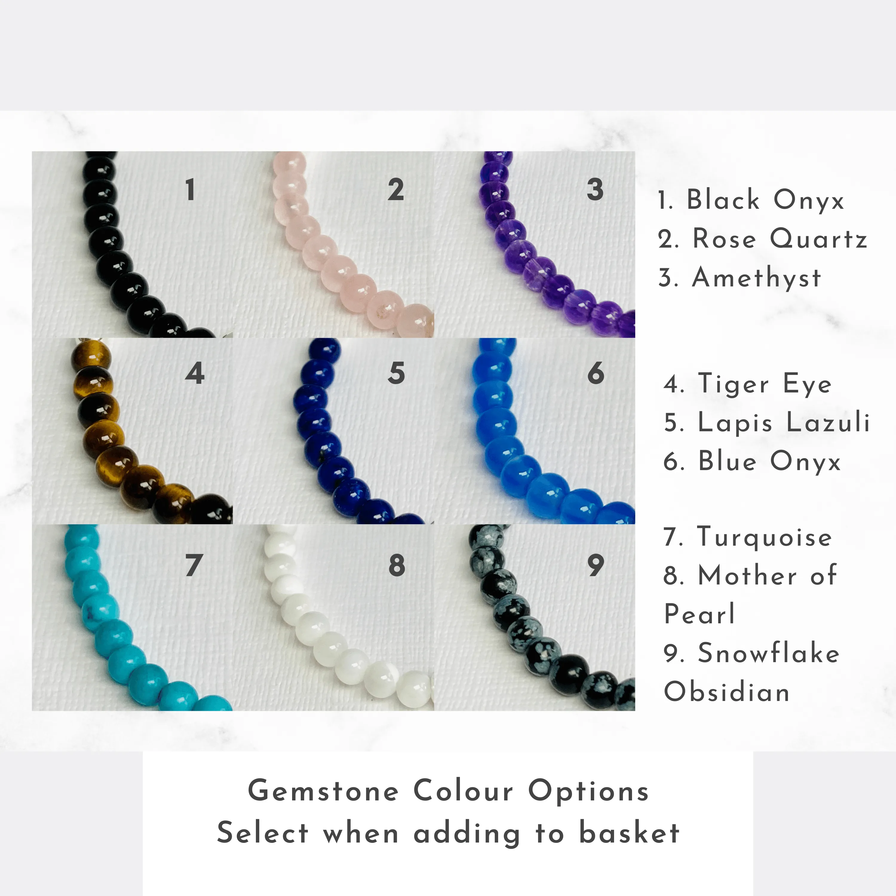 Gemstone Bracelets with Silver or Gold Beads