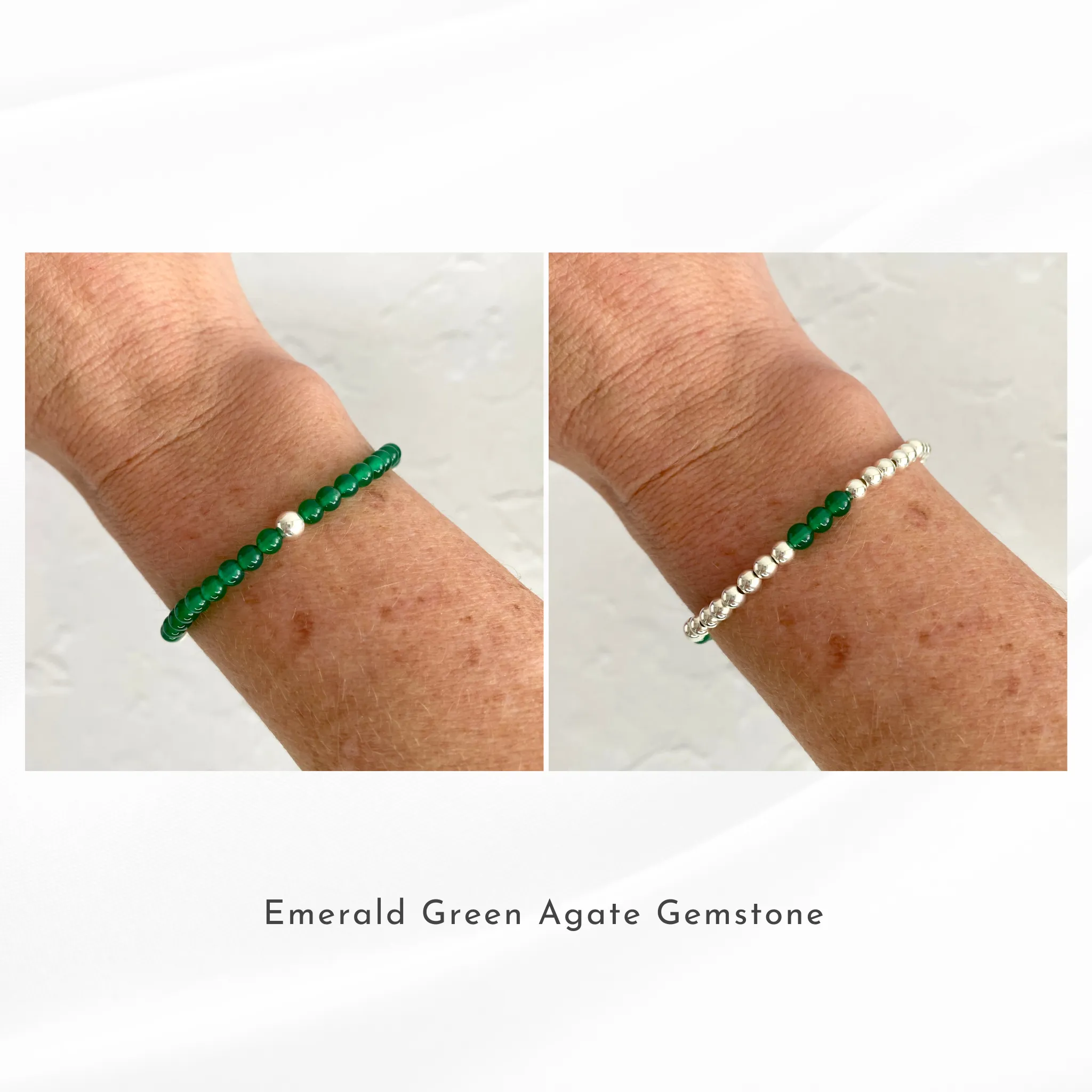 Gemstone Bracelets with Silver or Gold Beads