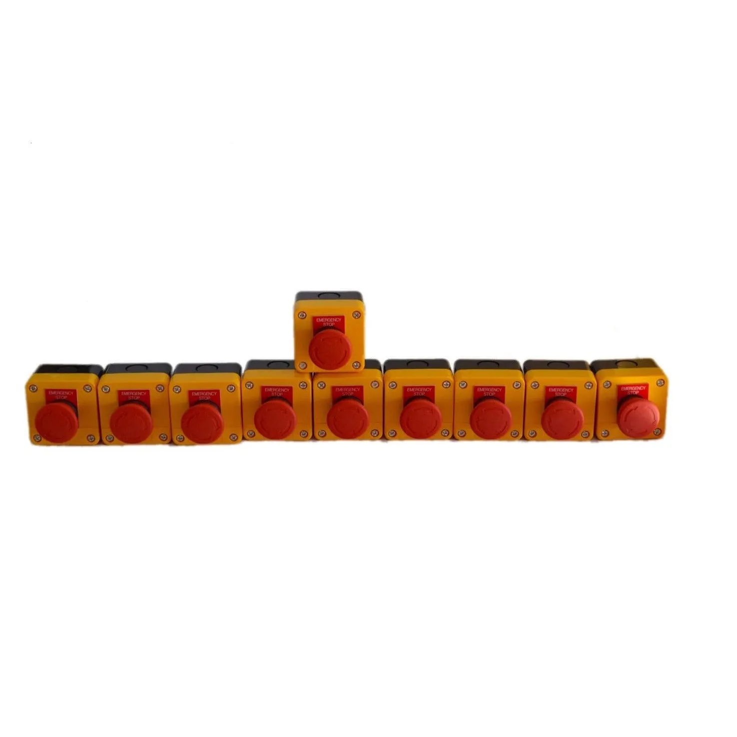 Generic Plastic E-Stop Set of 10 - Emergency Red Button Stop x 10
