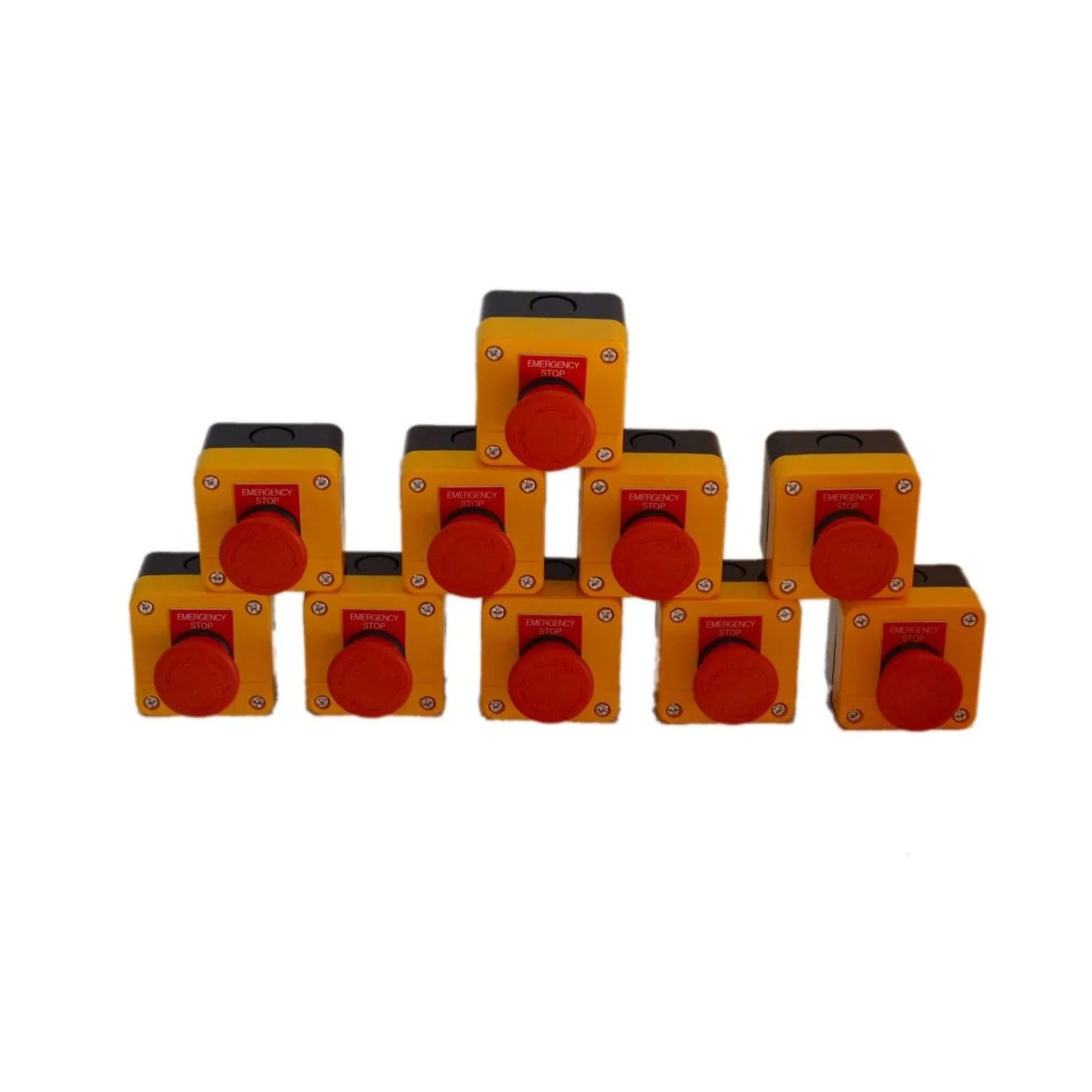 Generic Plastic E-Stop Set of 10 - Emergency Red Button Stop x 10