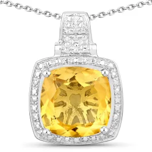 Genuine Yellow Citrine Pendant Necklace