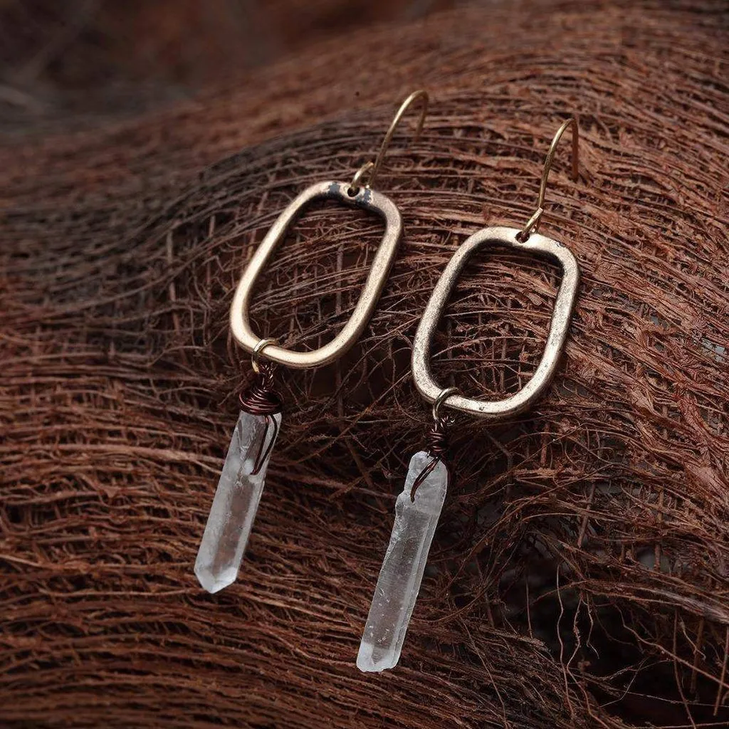 Geometric Quartz Drop Earrings