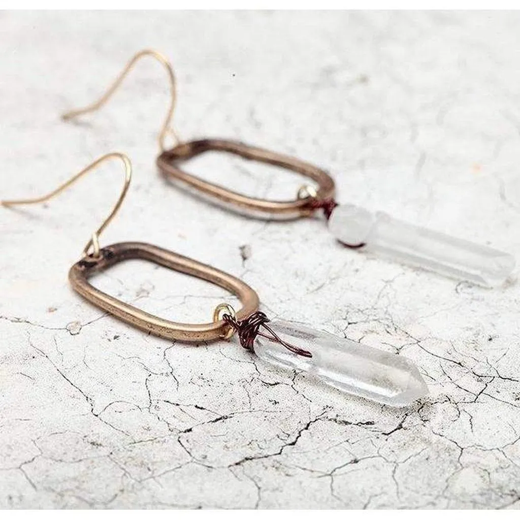 Geometric Quartz Drop Earrings