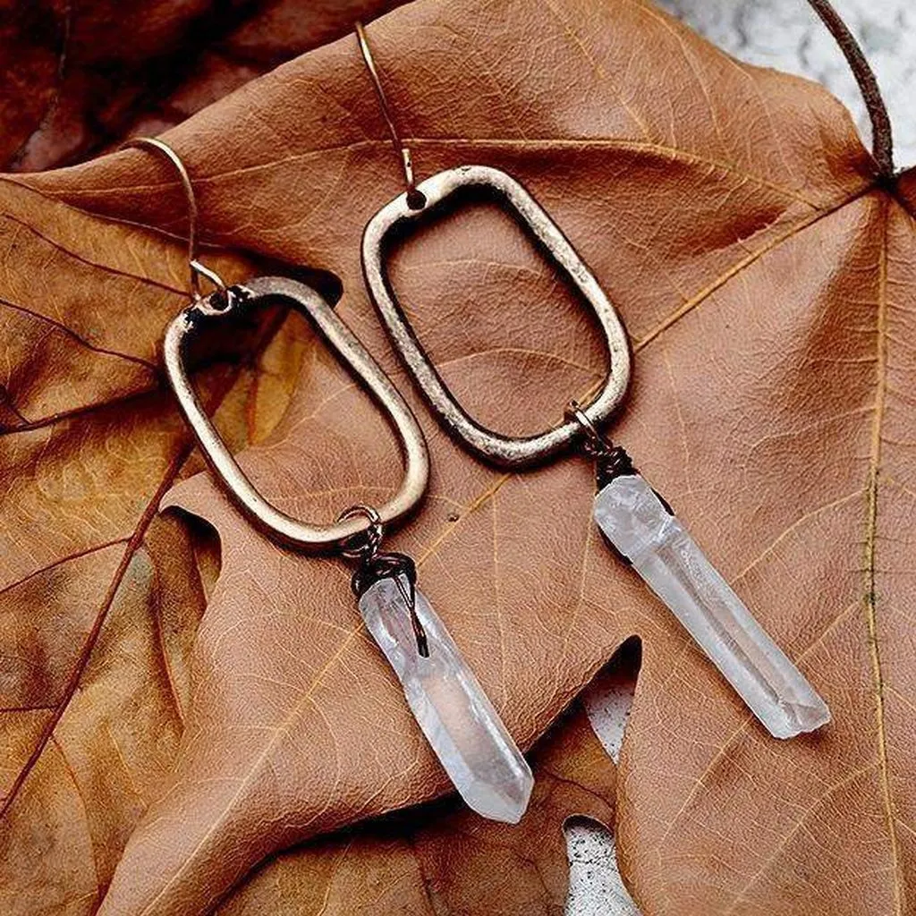 Geometric Quartz Drop Earrings