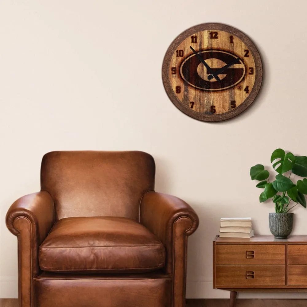 Georgia Bulldogs: Branded "Faux" Barrel Top Wall Clock