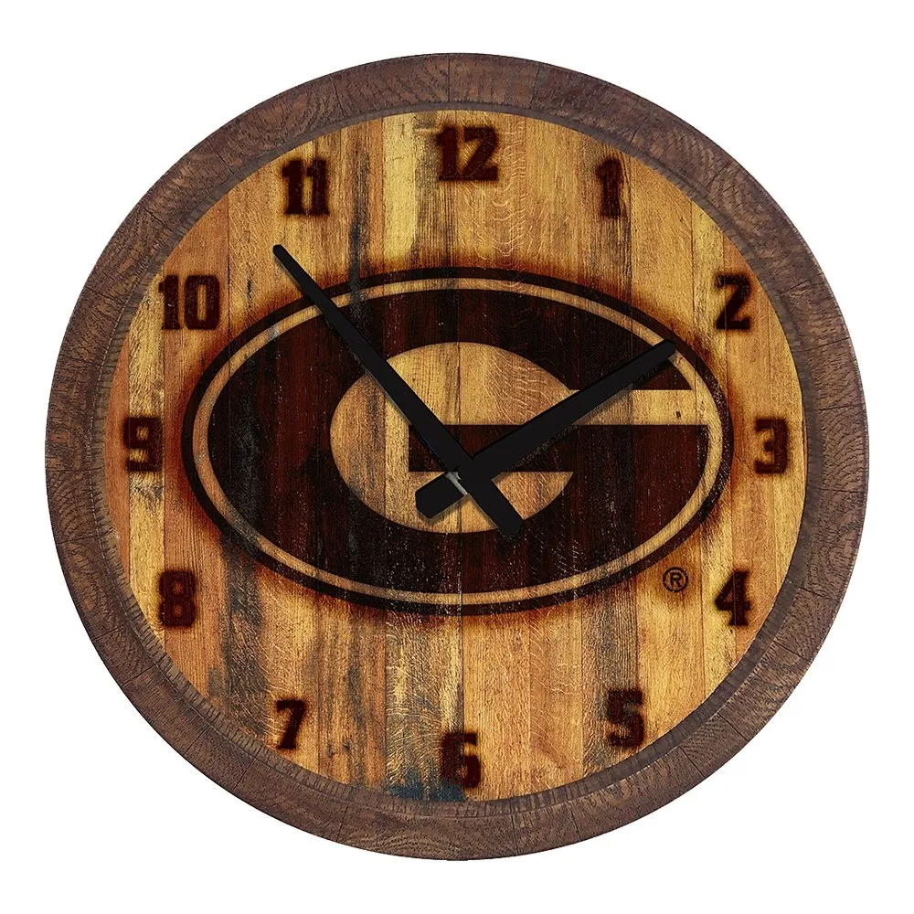 Georgia Bulldogs: Branded "Faux" Barrel Top Wall Clock