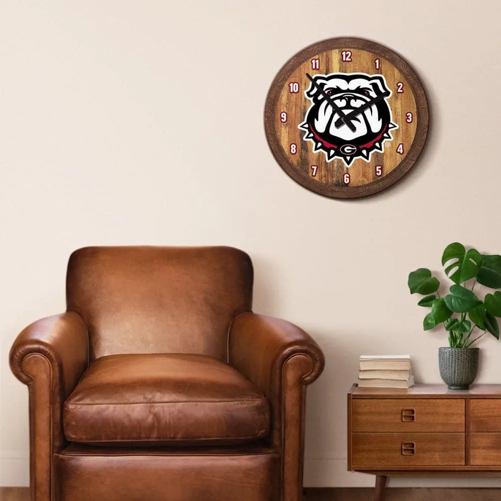 Georgia Bulldogs: Uga - "Faux" Barrel Top Wall Clock