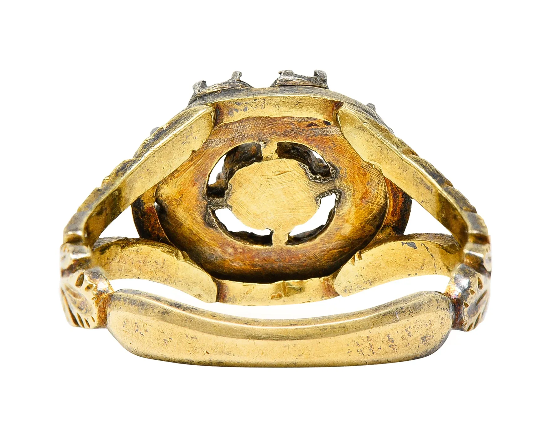 Georgian Table Cut Diamond Silver-Topped 14 Karat Gold Cluster Ring