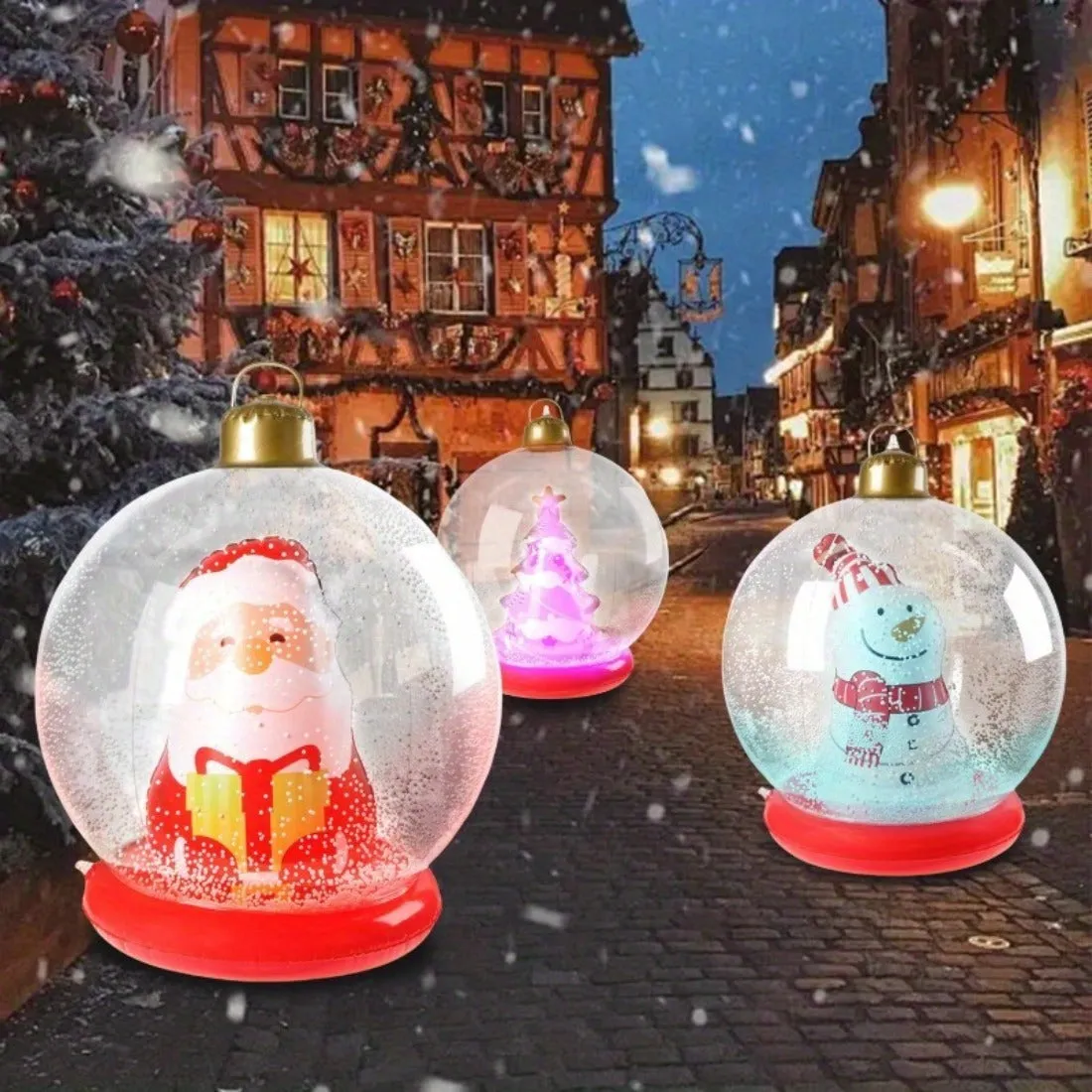 Giant LED Light-Up Inflatable Christmas Ball, 3D Festive Decorations with Remote Control, Plastic, Perfect for Home, Office & Theme Party Decorations