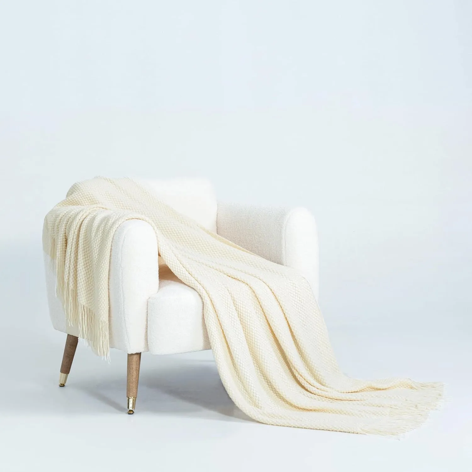 Gioia Casa Micro Plush Knitted Woven Throw Blanket - Snow