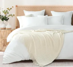 Gioia Casa Micro Plush Knitted Woven Throw Blanket - Snow