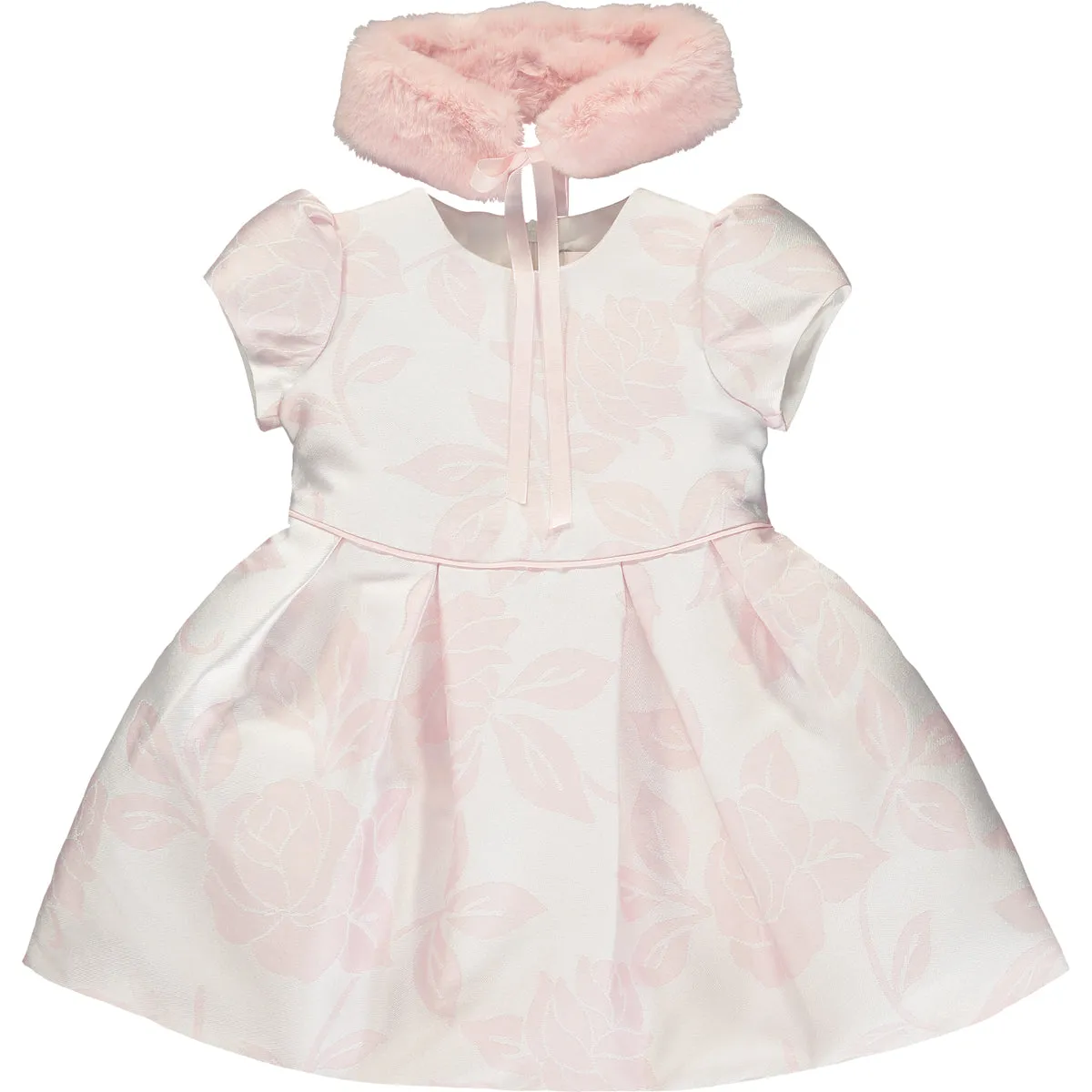 Girls Pink Jacquard Dress