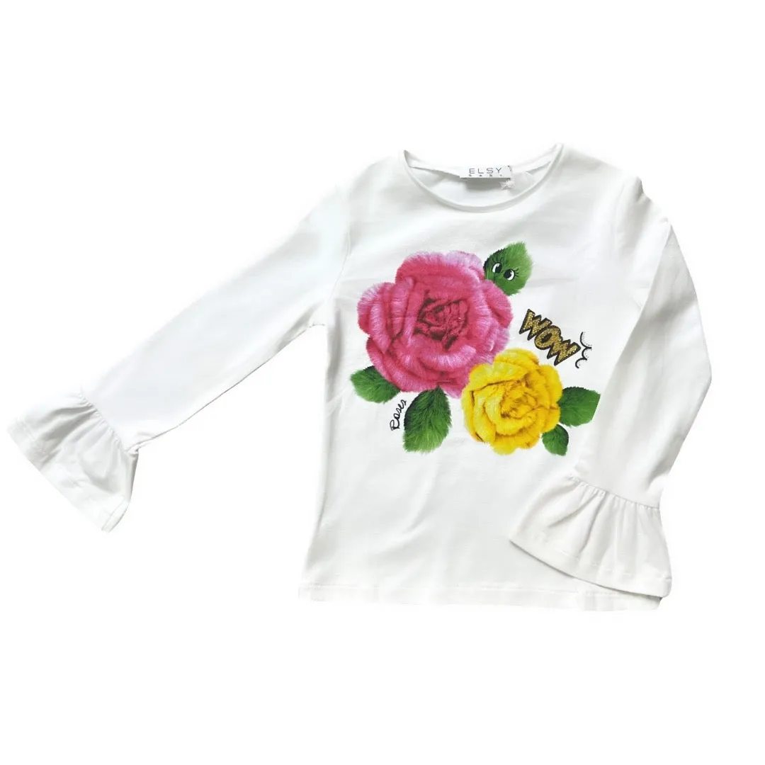 Girls Rose Print Skirt Set