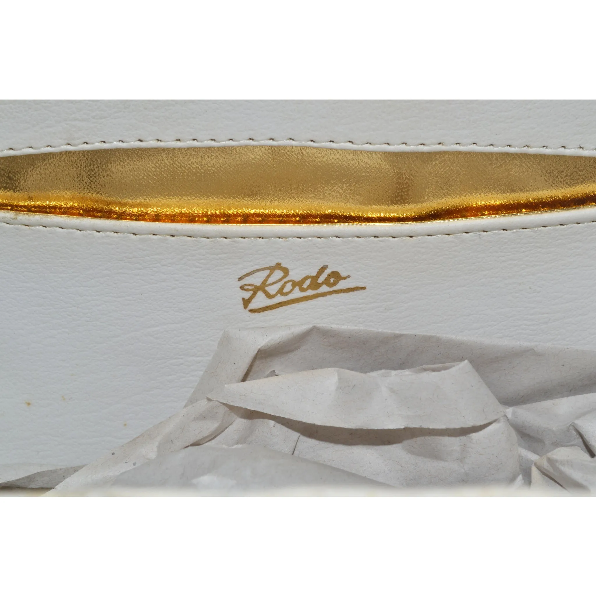 Glazed White Wicker Purse By Rodo