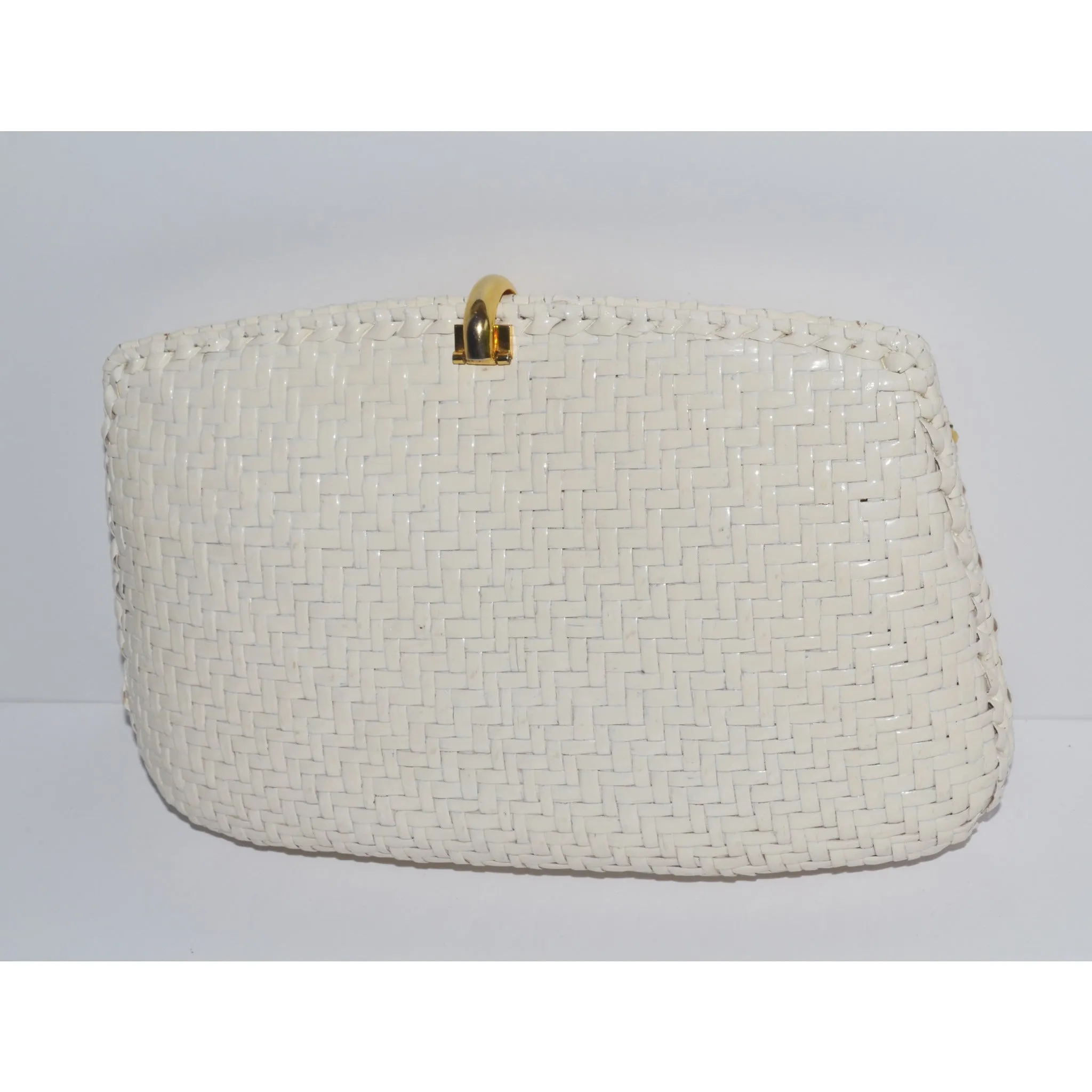 Glazed White Wicker Purse By Rodo